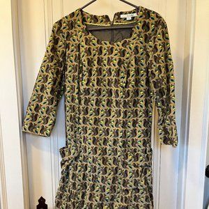 Boden Hartland brown squirrel print corduroy dress with pockets US 6R/UK 10R